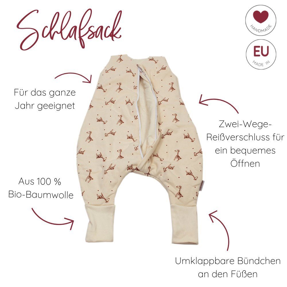Kinder Mädchen (Gr. 50 - 92) HOBEA-Germany Babyschlafsack Schlafsack aus Biobaumwolle mit Füßen in verschieden Designs und Farbe