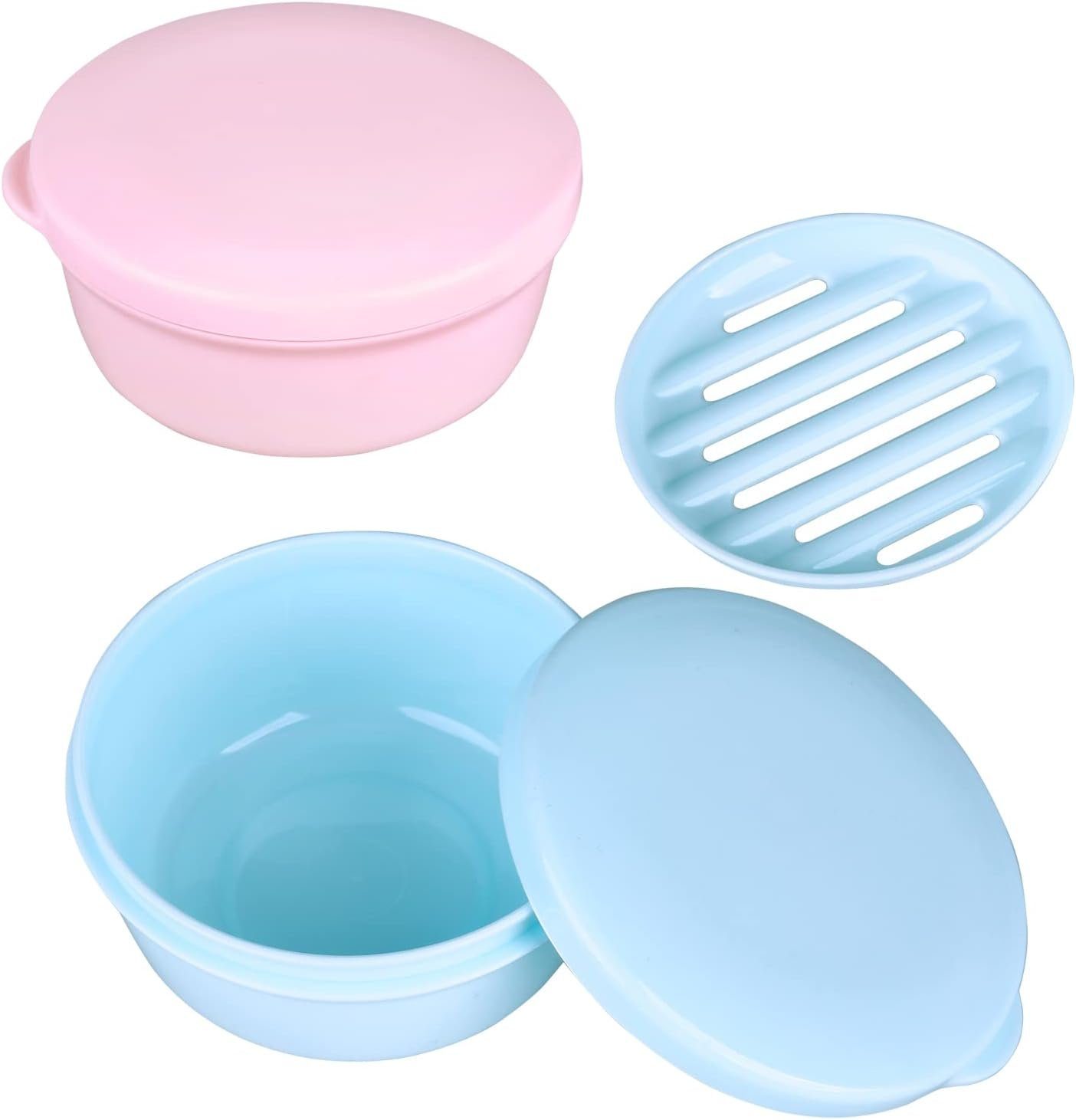 TUABUR Seifenablage Tragbare Reise-Seifenschale für Küche und Badezimmer (2er-Pack) Blau