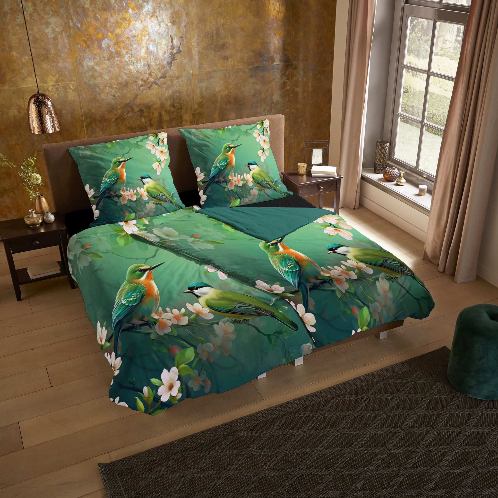 JACK Bettwäsche 135x200cm Pure Vogelparadies Grün, Microfaser, 2 teilig, mi günstig online kaufen