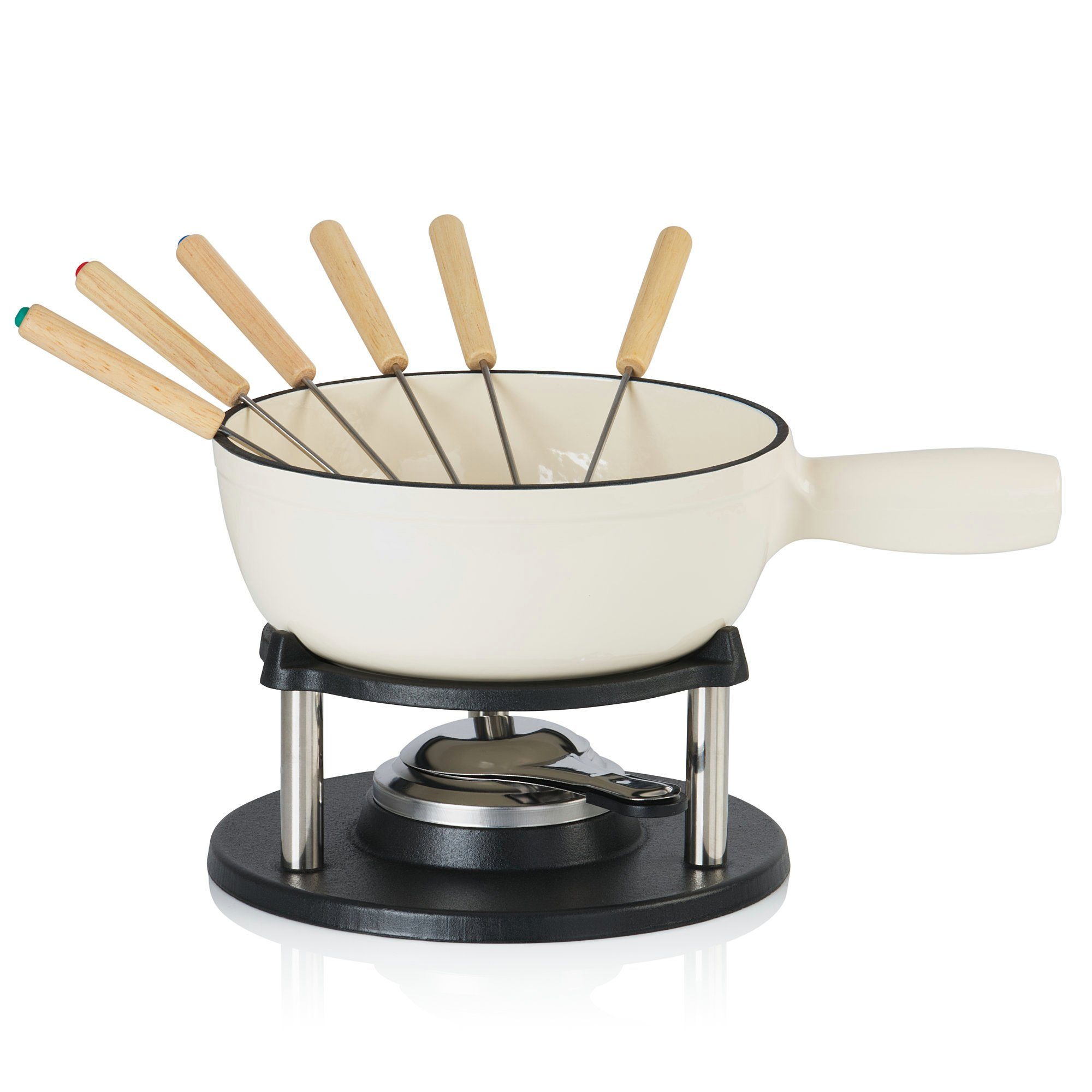BBQ-Toro Fondue 9-teiliges Gusseisen Fondue Set für 6 Personen, 2 L, emailliert
