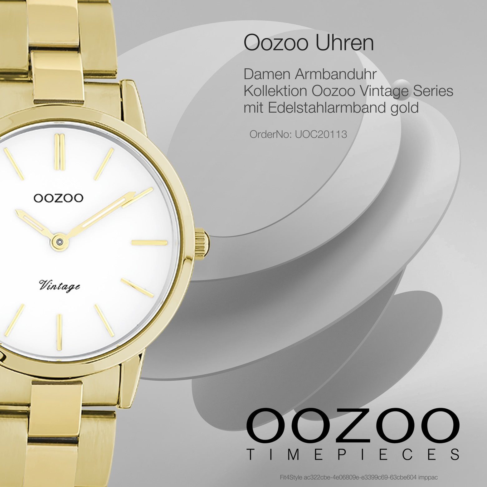 30mm) Fashion-Style rund, Quarzuhr Edelstahlarmband, (ca. Damen Damenuhr Oozoo klein Armbanduhr OOZOO gold,