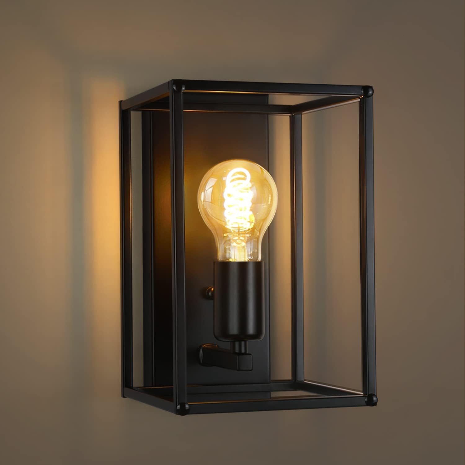 ZMH Wandleuchte Retro Wandlampe Schwarz - E27 Metall Industrial Wandbeleuchtung Innen, ohne Leuchtmittel