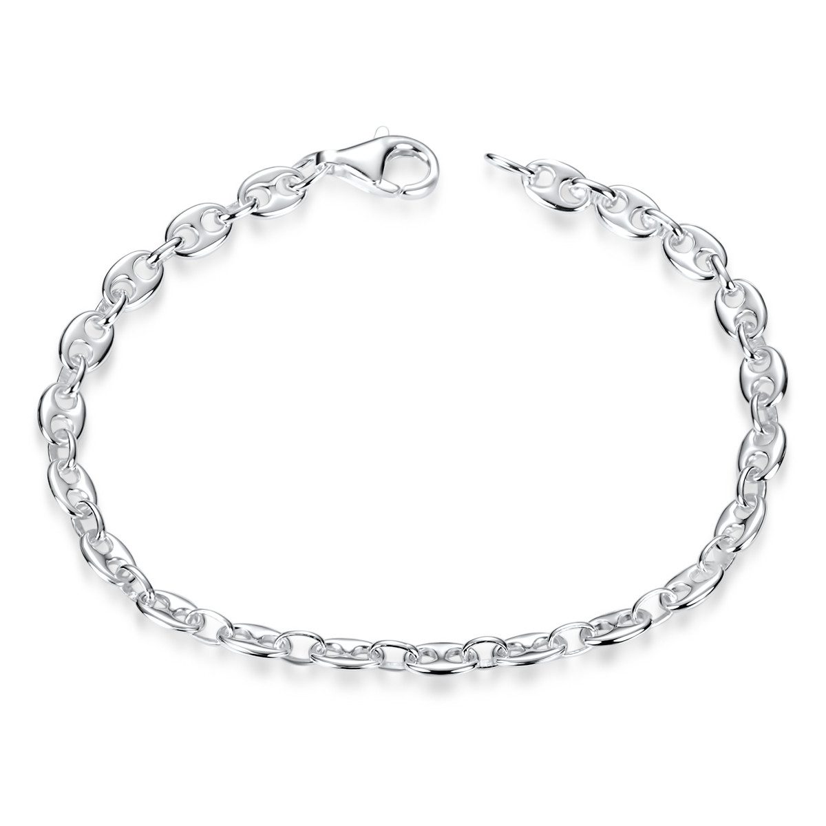 Materia Gliederarmband Damen Silber Bohnenkette flach 4,5mm SA-116, 925 Ste günstig online kaufen
