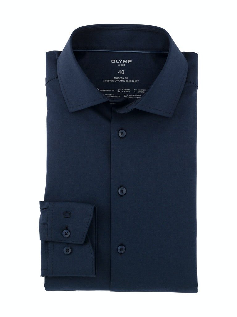 OLYMP Luxor Hemd 24/Seven Navy - Größe 38 günstig online kaufen