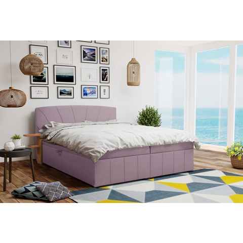 Beautysofa Polsterbett Schlafzimmer Bett Cairo 140 160 180x200 cm mit zwei Bettkasten