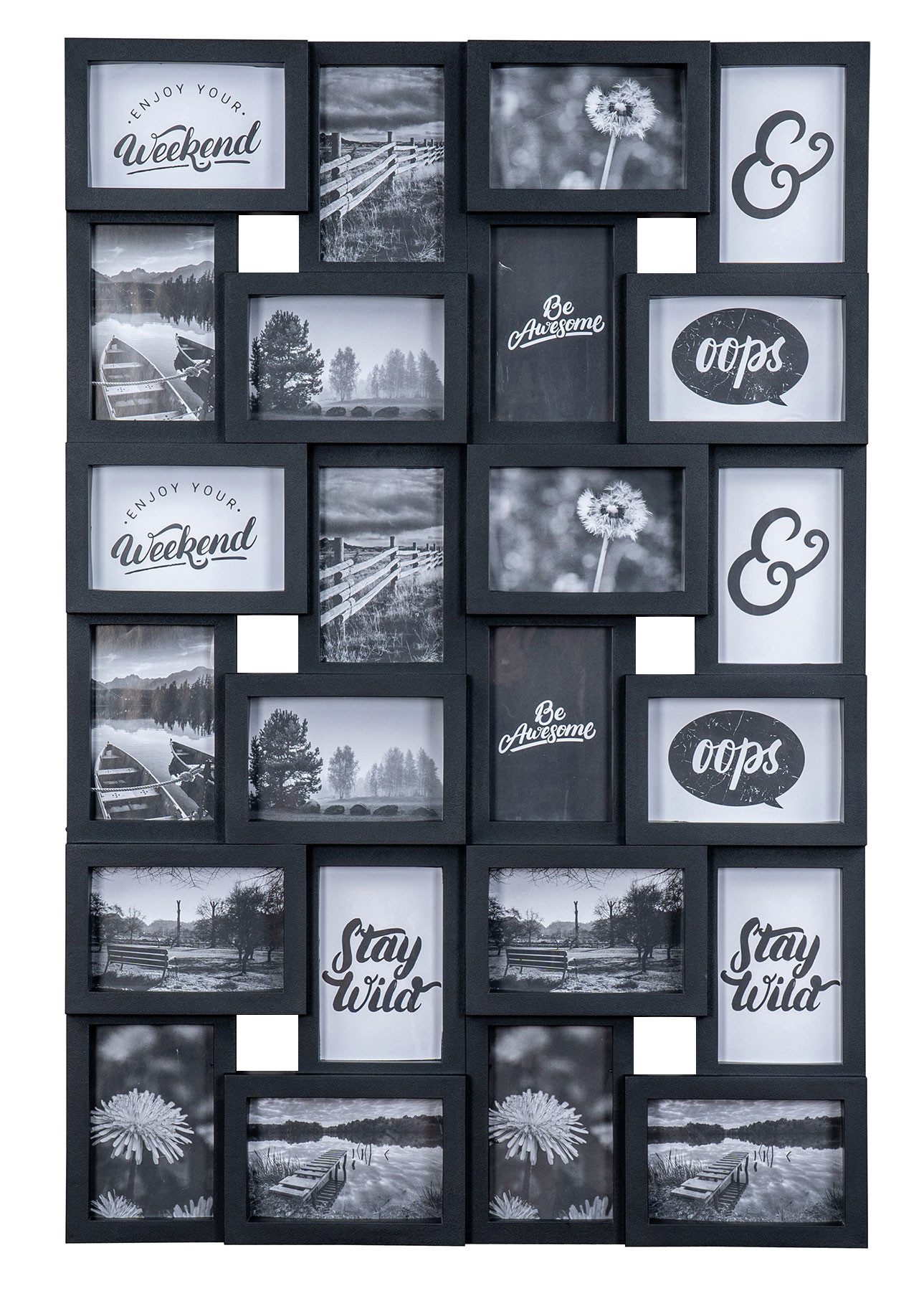 Levandeo® Bilderrahmen Collage, Bilderrahmen Schwarz 24 Fotos 10x15cm Fotor günstig online kaufen