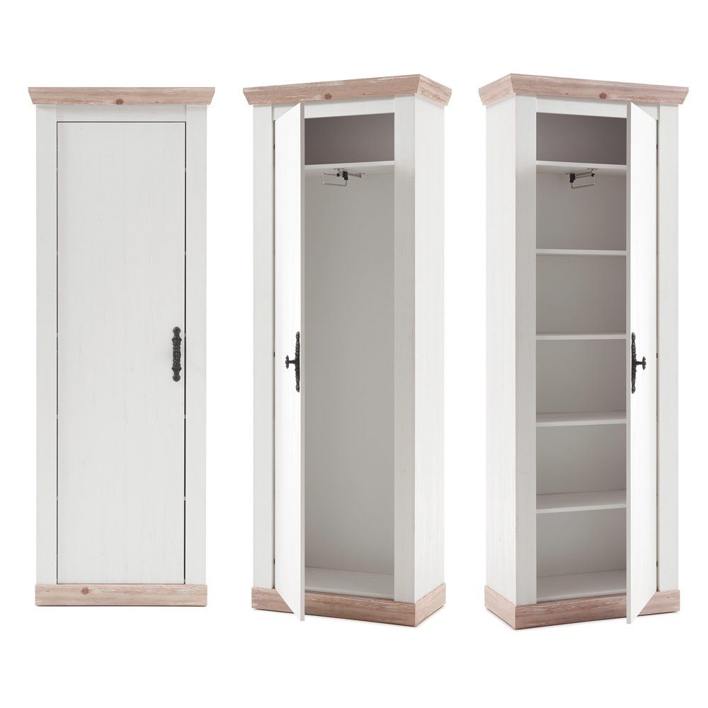 Lomadox Garderobenschrank FERNA-61 Pinie weiß Nb. günstig online kaufen