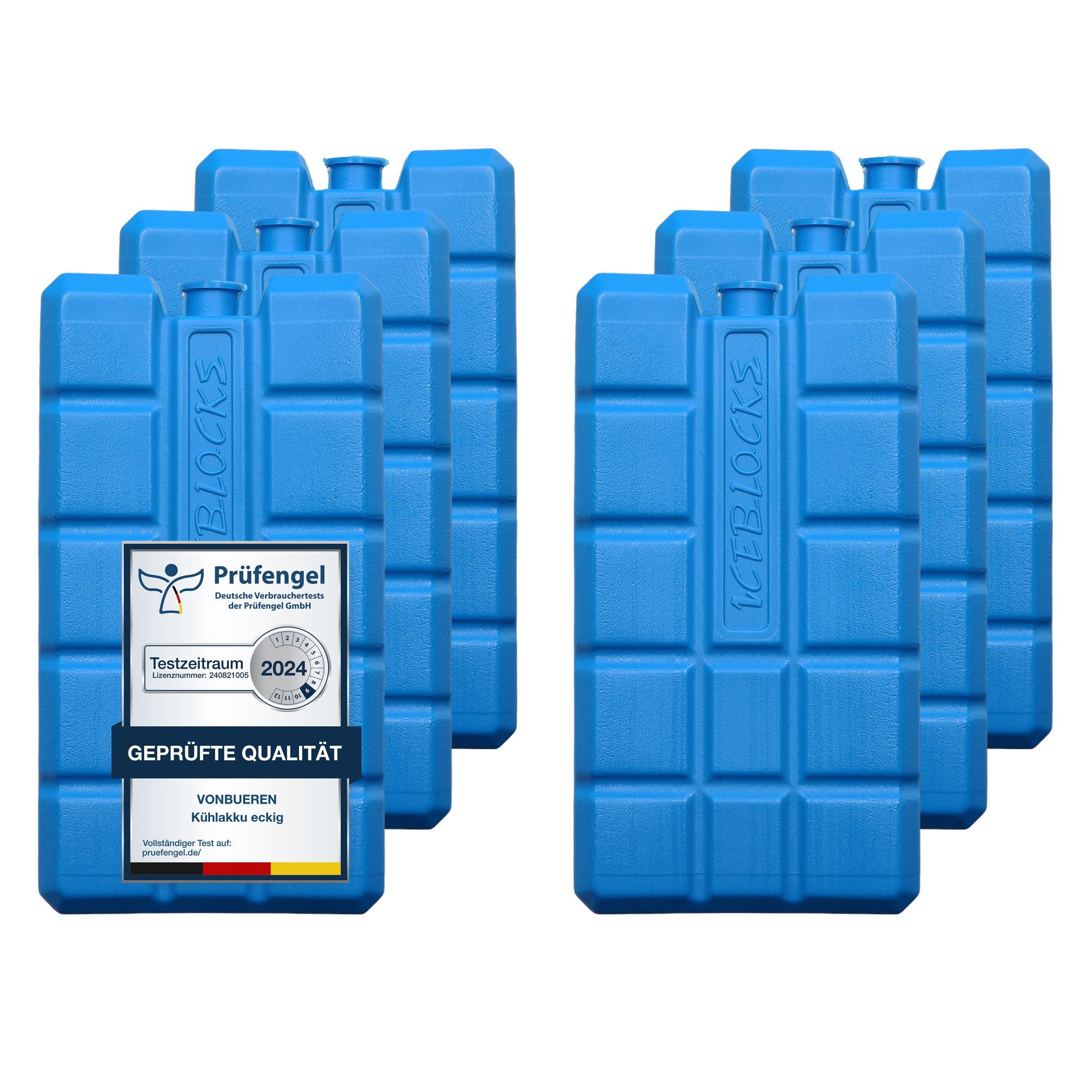 VonBueren Kühlakku Set, 200 g, 8,1 x 15,2 x 2,2 cm, blau
