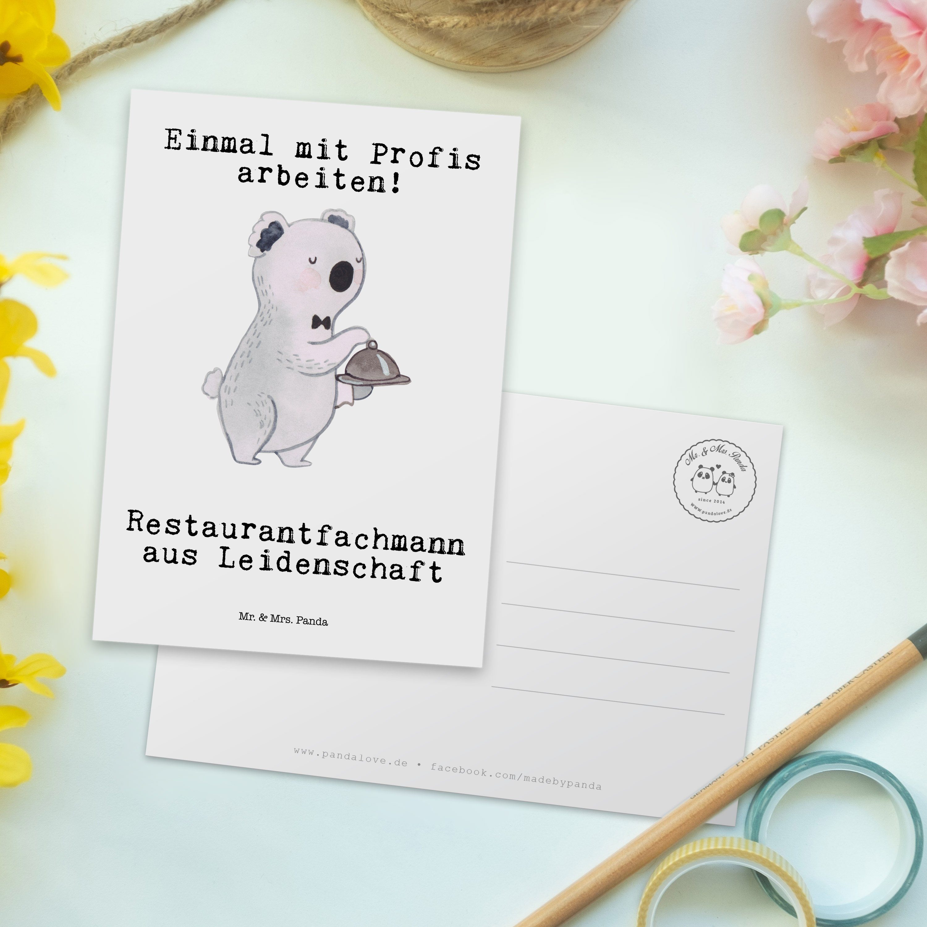 Mr. & Mrs. - Weiß Abschied, aus Restaurantfachmann Postkarte - Leidenschaft Geschenk, Koll Panda