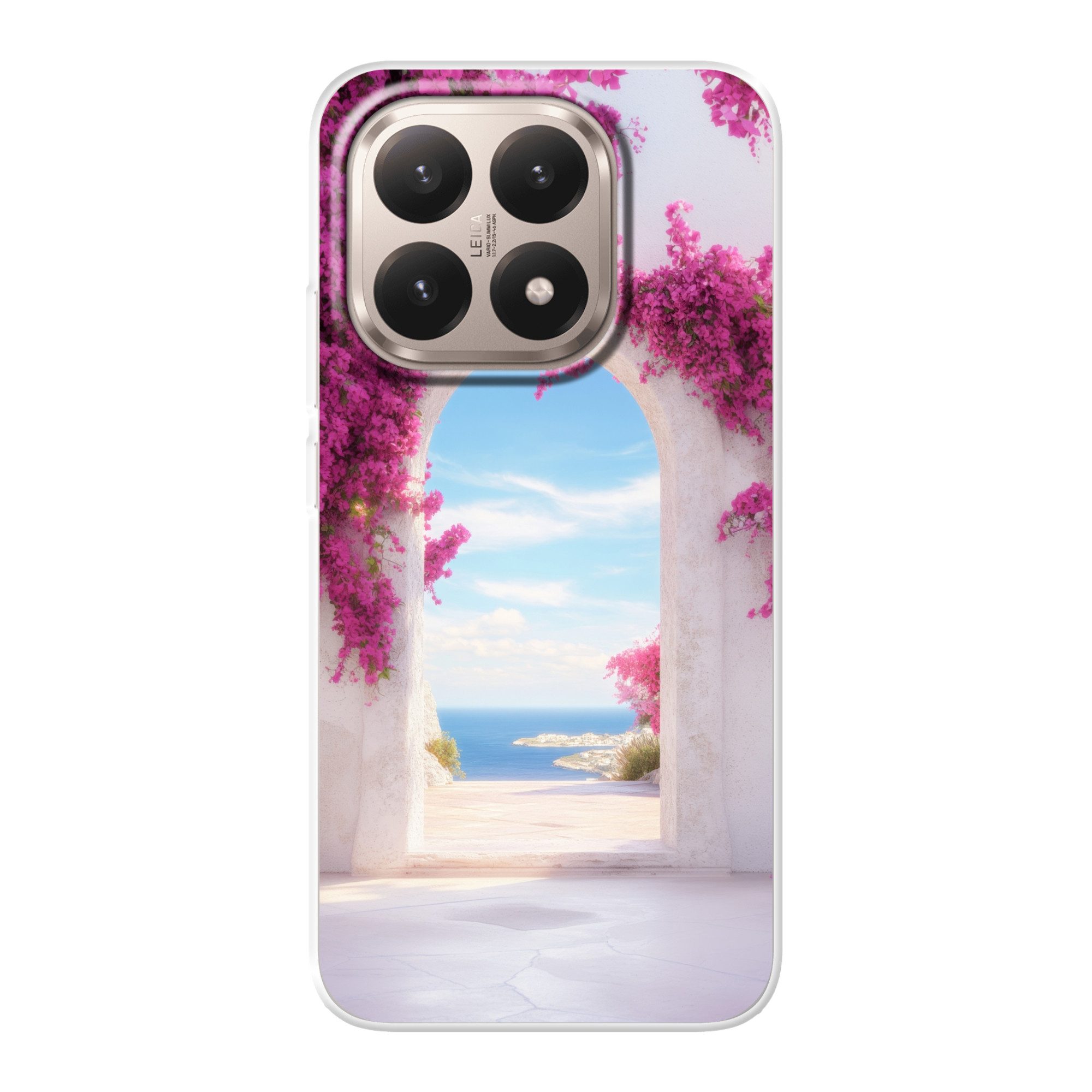 MuchoWow Handyhülle für Xiaomi 15T Meer - Rosa - Blumen - Tor, Phone Case, Silikon, Schutzhülle Dünn