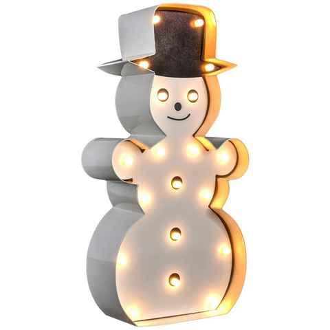 MARQUEE LIGHTS LED Dekolicht Snowman, LED fest integriert, Warmweiß, Wandlampe, Tischlampe Snowman mit 19 festverbauten LEDs - 12x23 cm