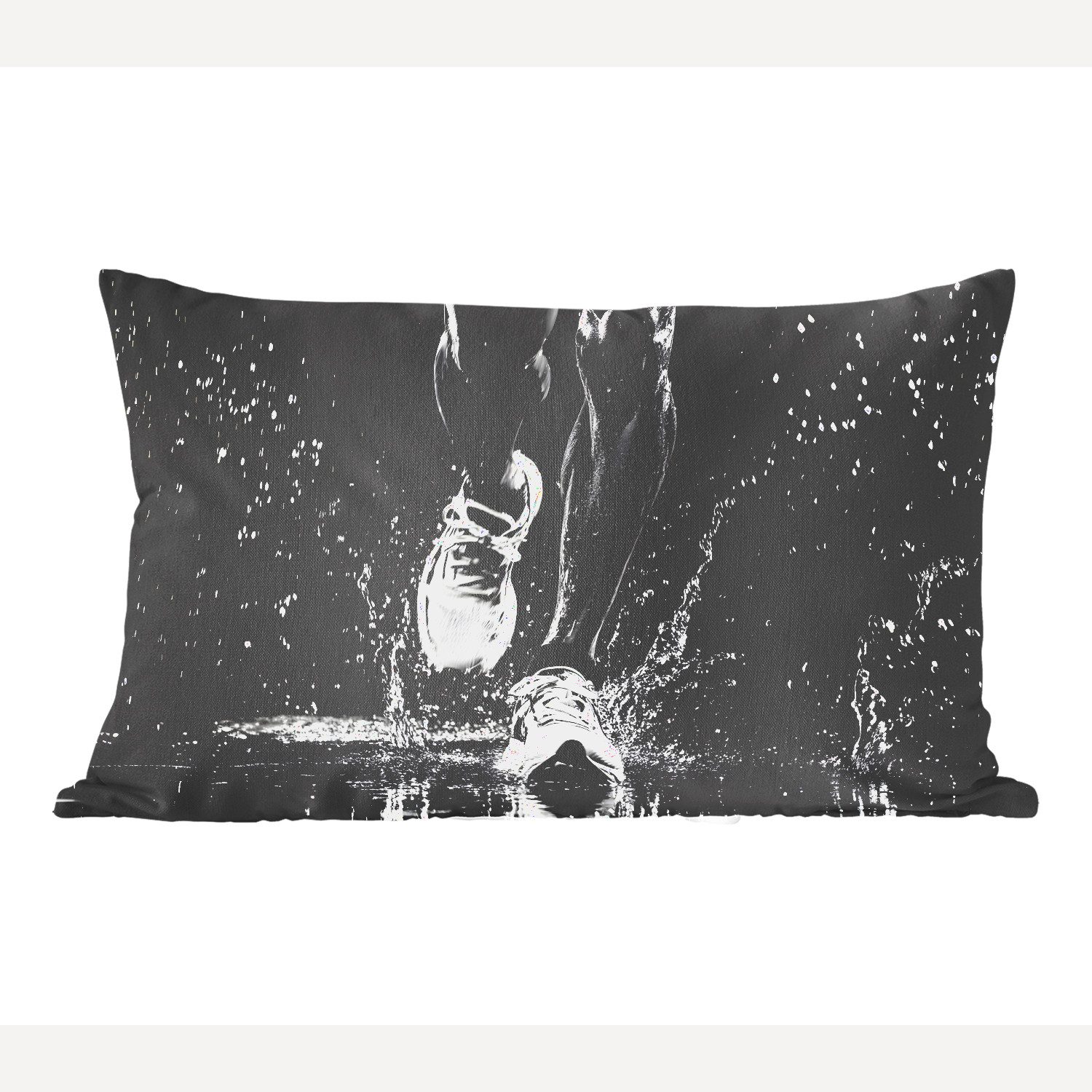 MuchoWow Dekokissen Laufschuhe - Laufen - Drops - Schwarz, Dekoration, Zierkissen, Kissen mit Füllung, 50x30 cm