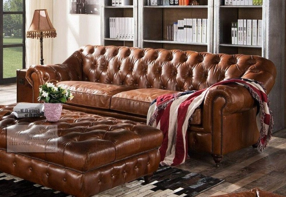 Xlmoebel Chesterfield-Sofa Chesterfield Ledersofa mit edler Polsterung und luxuriösem Design, Hergestellt in Europa