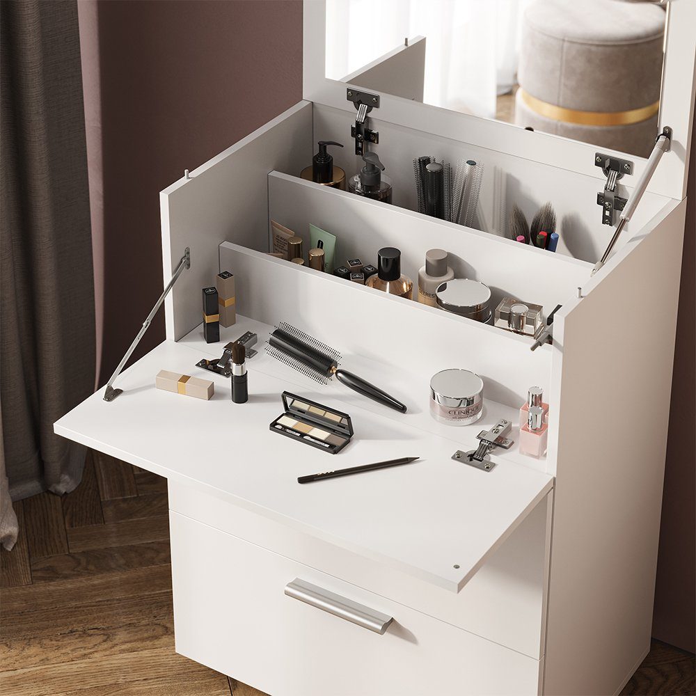 Vicco Schminktisch Hanna, Weiß, 65.8 cm mit Spiegel (1-St)