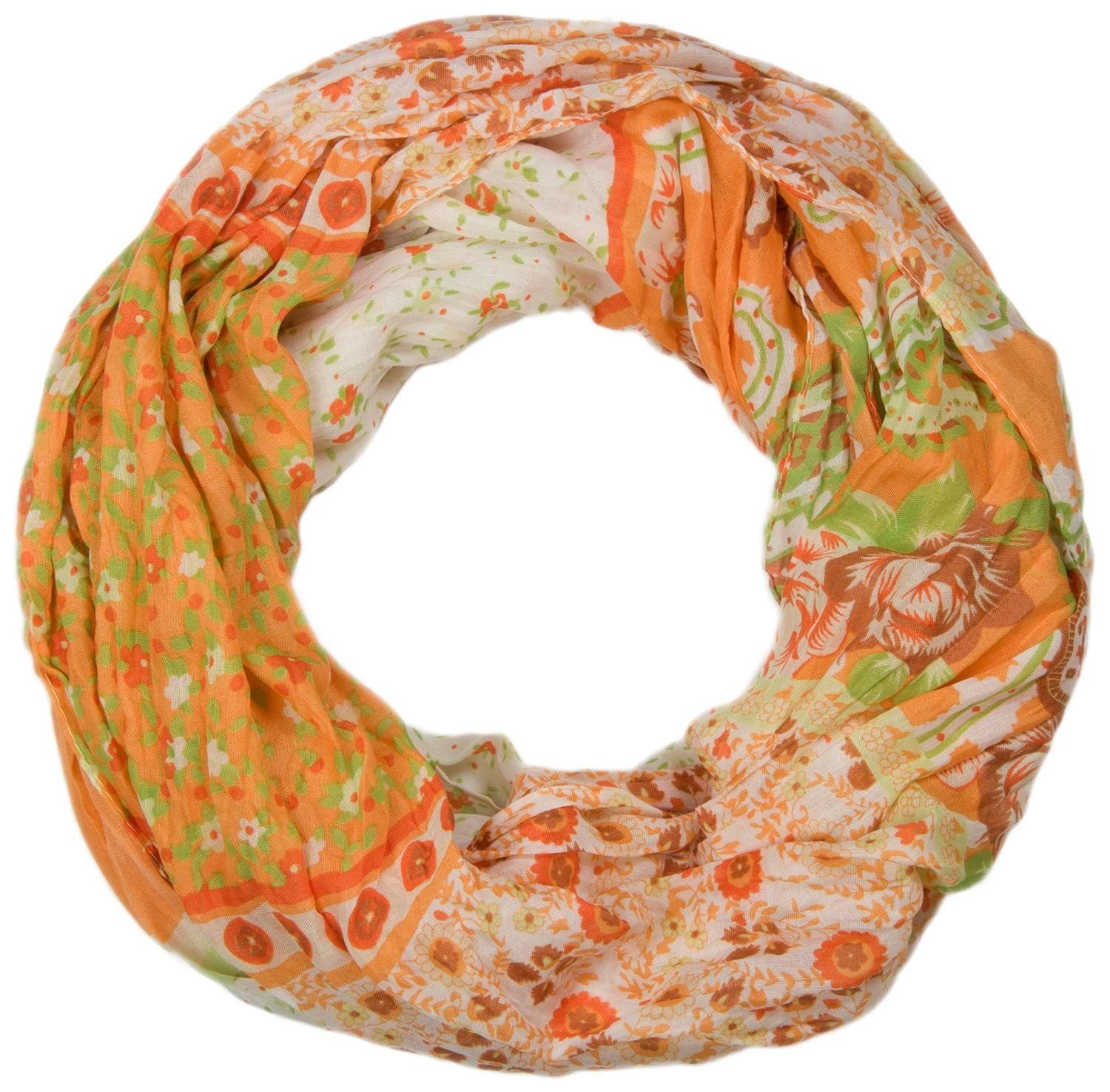 styleBREAKER Loop, mit Muster Blumen Paisley Loop Orange (1-St)