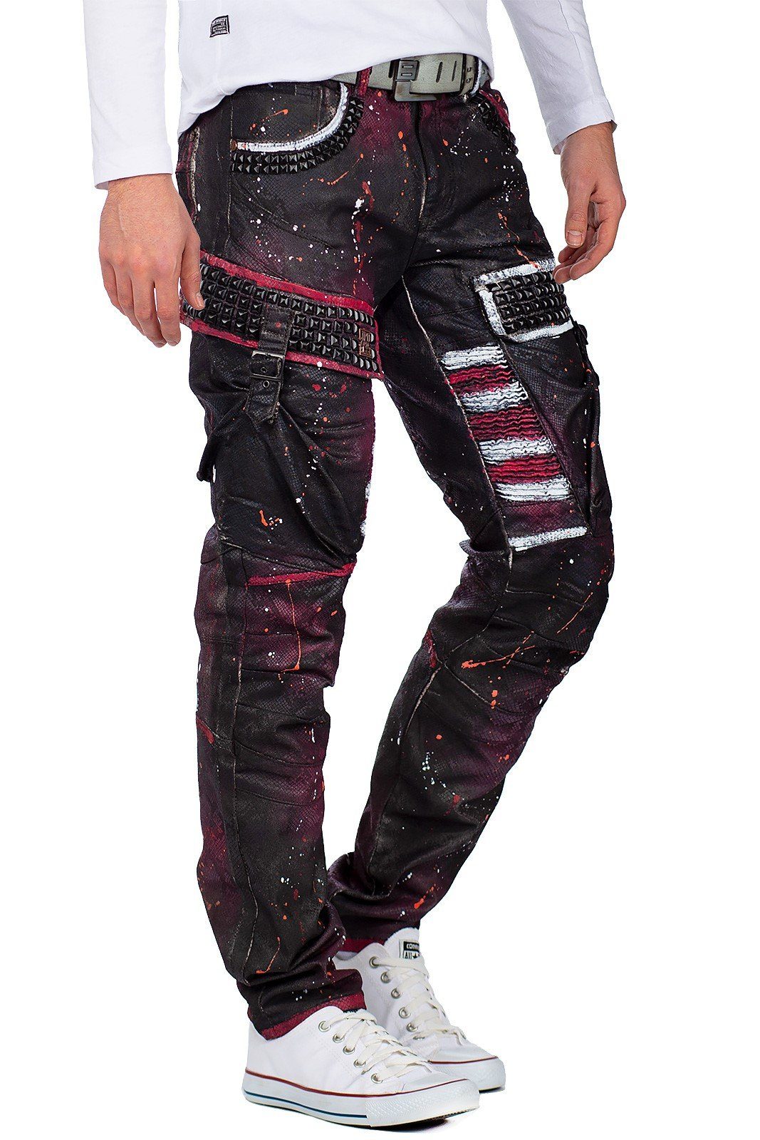 Biker und Baxx 5-Pocket-Jeans mit Nieten Seitentaschen & Hose BA-CD636 Cipo