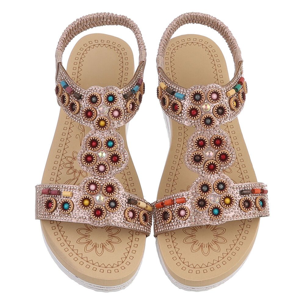 Ital-Design Damen Sandalenschuh mit Schmuckdetails und Plateau Plateausandaletten (91895661) Keilabsatz/Wedge Keilsandaletten in Roségold – Bild 4 von 5