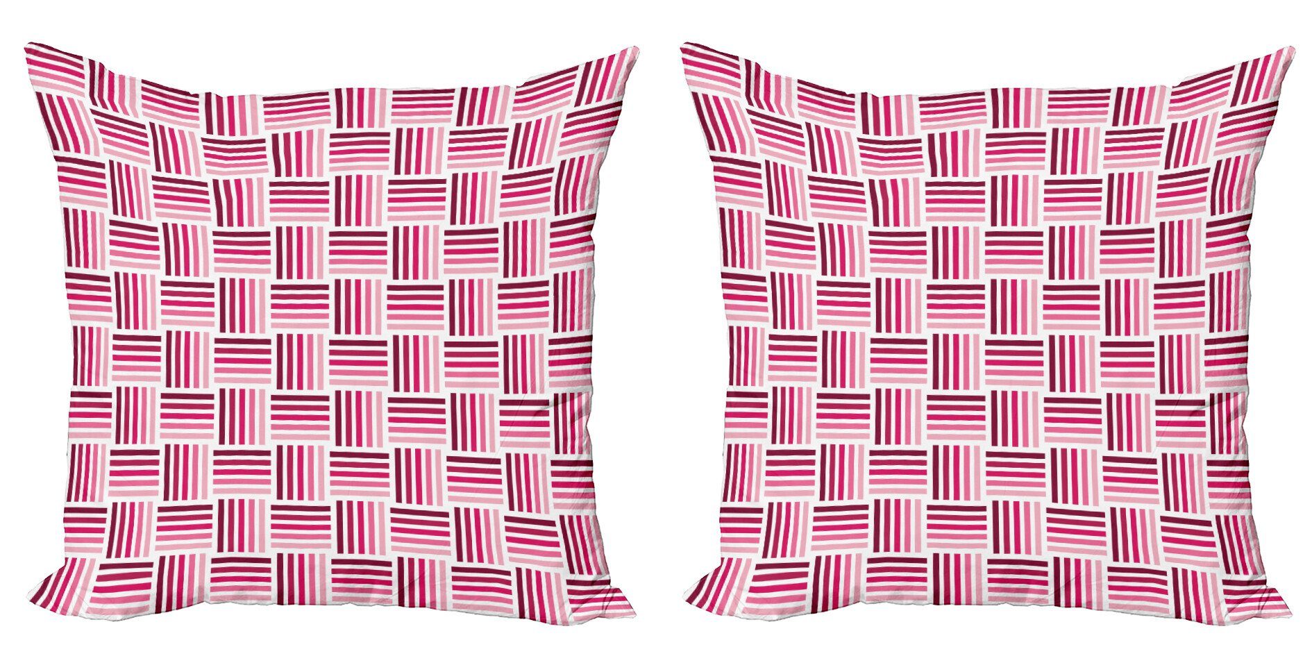 Modern Accent Short Abakuhaus Monochrome Doppelseitiger Dunkelpink Stripes Digitaldruck, Stück), Kissenbezüge (2