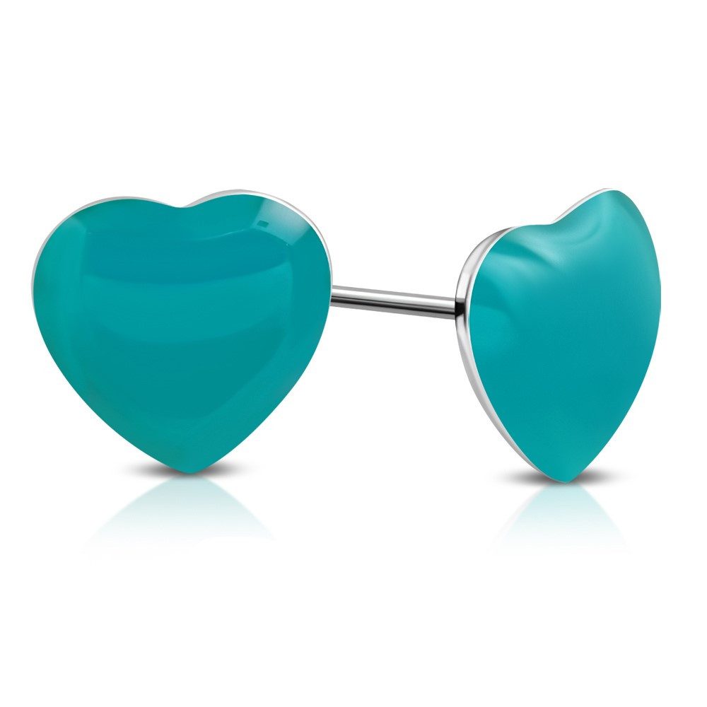 Ohrring-Set Ohrstecker Herz Silber aus Edelstahl Kinder türkis