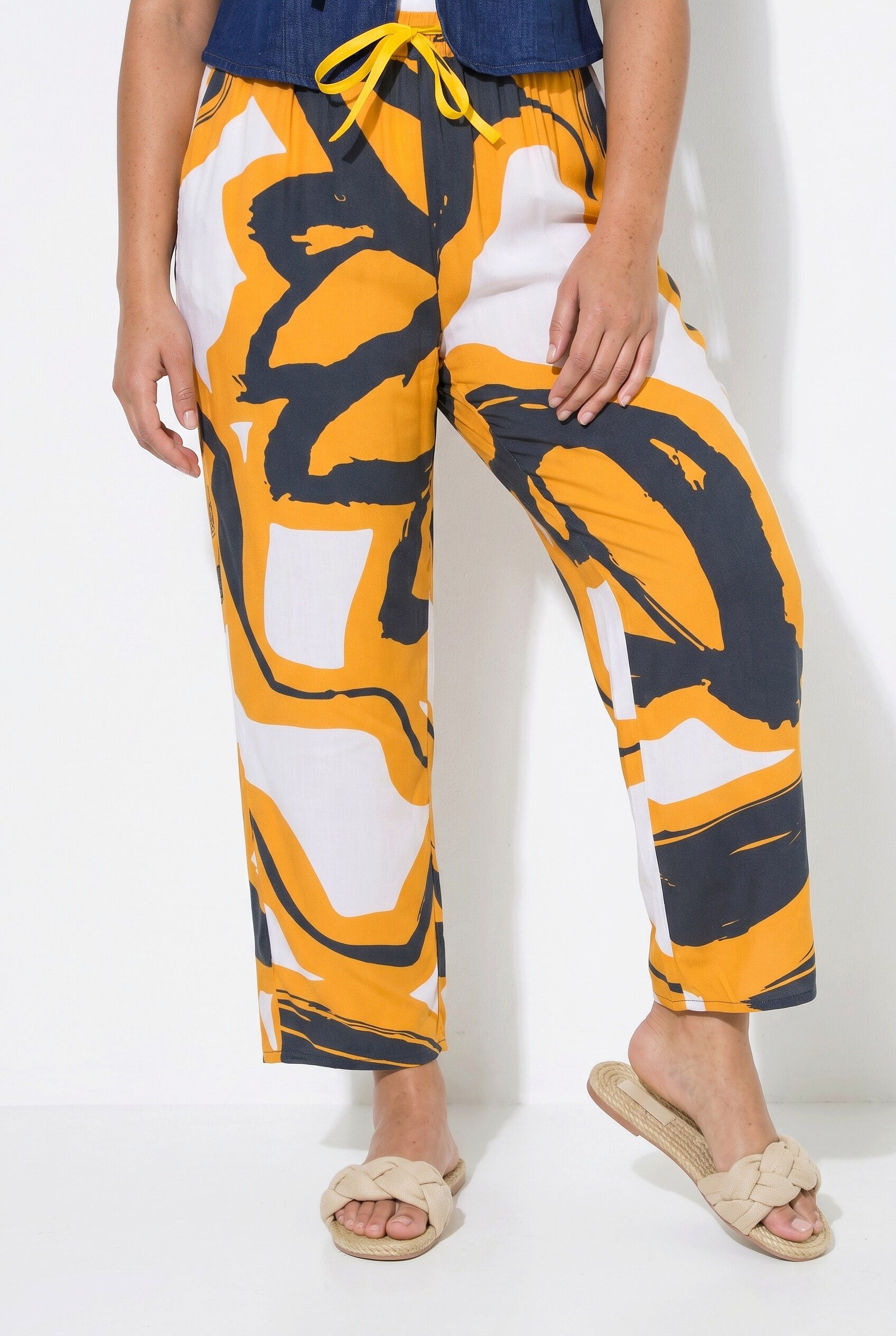 Angel of Style Funktionshose Hose gerades weites Bein Blumenmuster Elastikbund