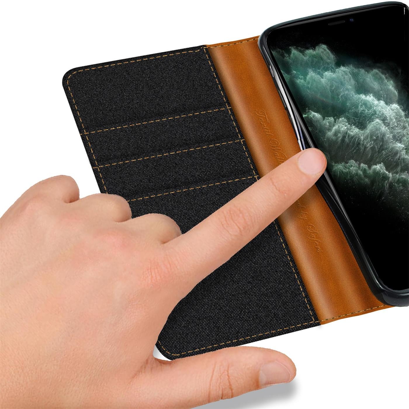CoolGadget Handyhülle Denim Schutzhülle Flip Case für Apple iPhone 11 Pro Max 6,5 Zoll, Book Cover Handy Tasche Hülle für iPhone 11 Pro Max Klapphülle