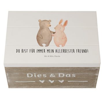 Mr. & Mrs. Panda Dekokiste 22 x 15 cm Bär und Hase Umarmen - Weiß - Geschenk, Ehefrau, Freundinn (1 St), Stilvolles Design