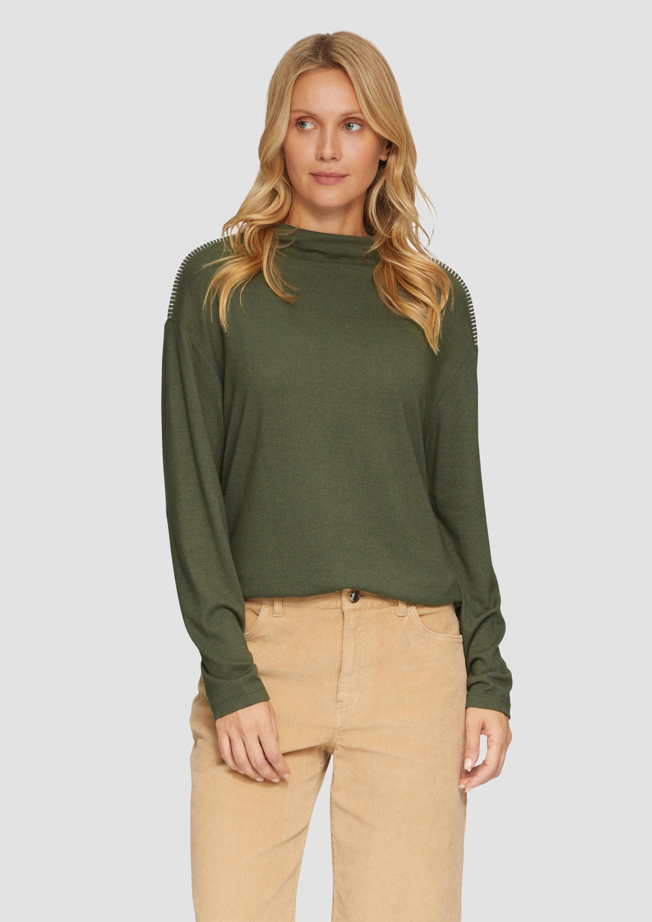 s.Oliver Langarmshirt T-Shirt Longsleeve aus gebürstetem günstig online kaufen