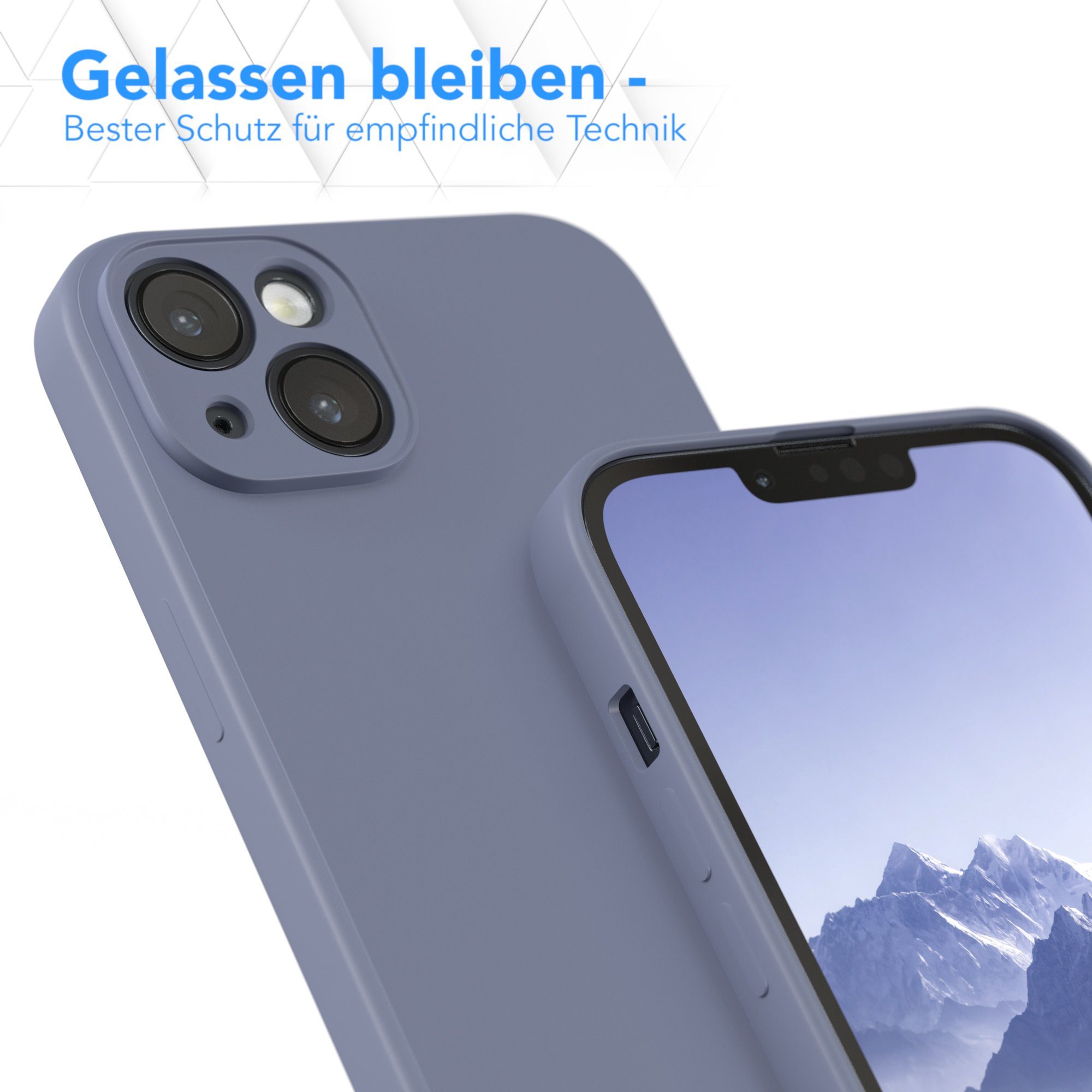EAZY CASE Handyhülle für Apple iPhone 14 Plus Hülle Silikon 6,7 Zoll, Silikon Schutzhülle mit Kameraschutz Matt Back Cover Soft Eis Blau – Bild 4 von 5