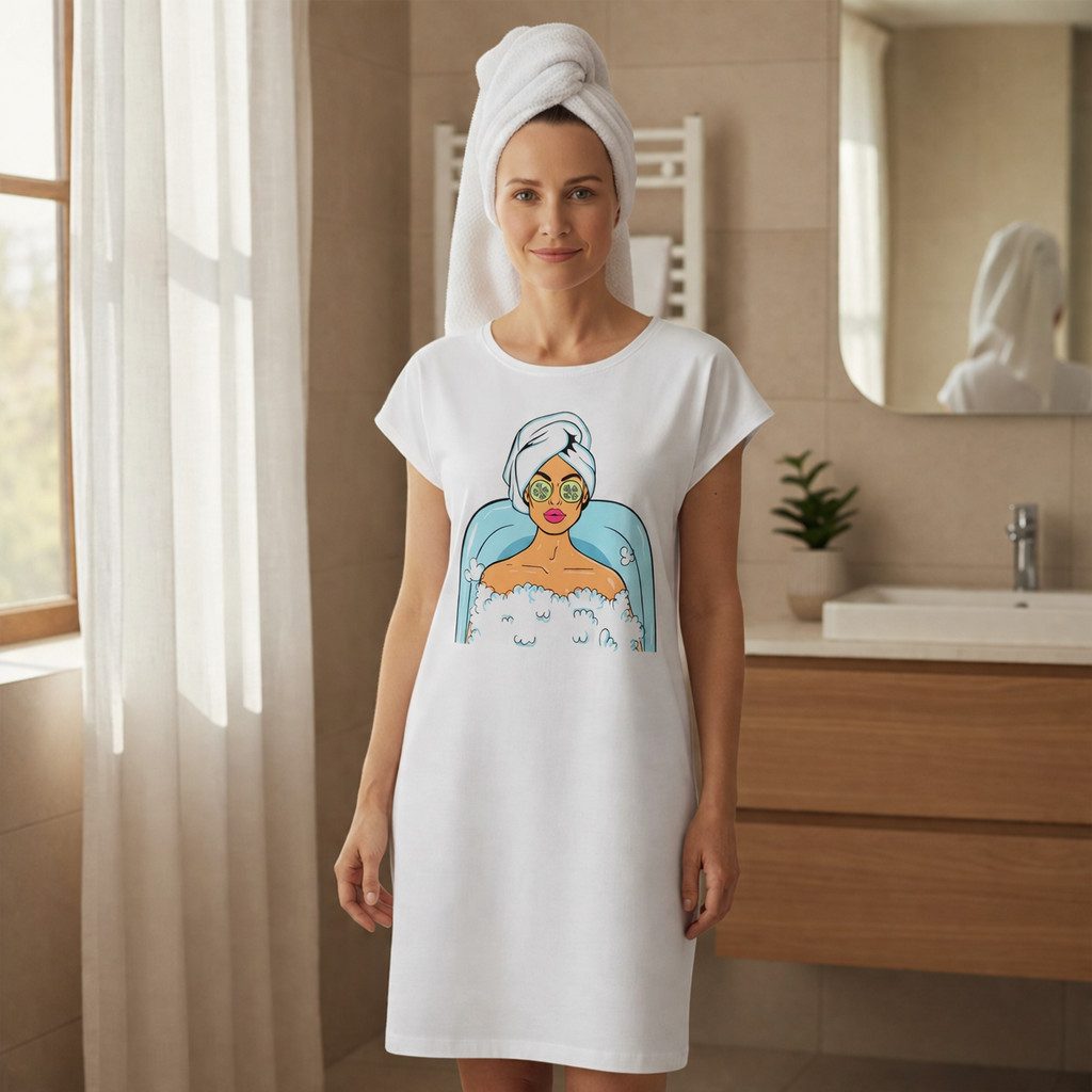 Ringella Nachthemd - Bigshirt mit Motivdruck auf weissem Fond 100% Baumwolle