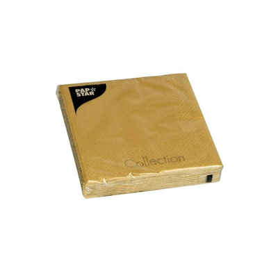 PAPSTAR Papierserviette 20 Servietten, 3-lagig 1/4-Falz 25 cm x 25 cm gold, (20 St), 3-lagig, 24 cm x 24 cm, 1/4-Falzung