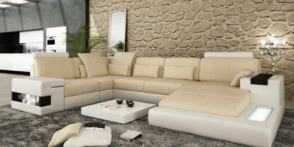 Wohnlandschaft Europe Sofas Couchen, Sofa Beiges Polster Ecksofa Couch Designer JVmoebel Made in