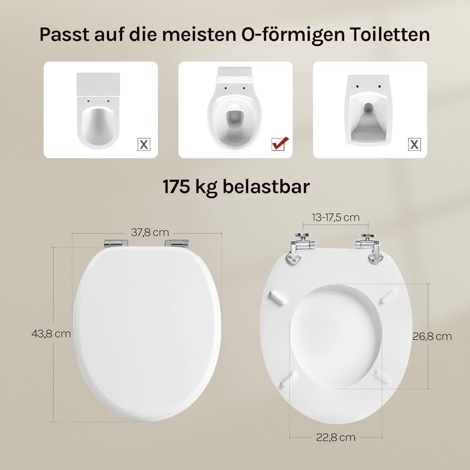Woltu WC-Sitz (1-St), Toilettensitz mit Absenkautomatik Softclose Scharnier
