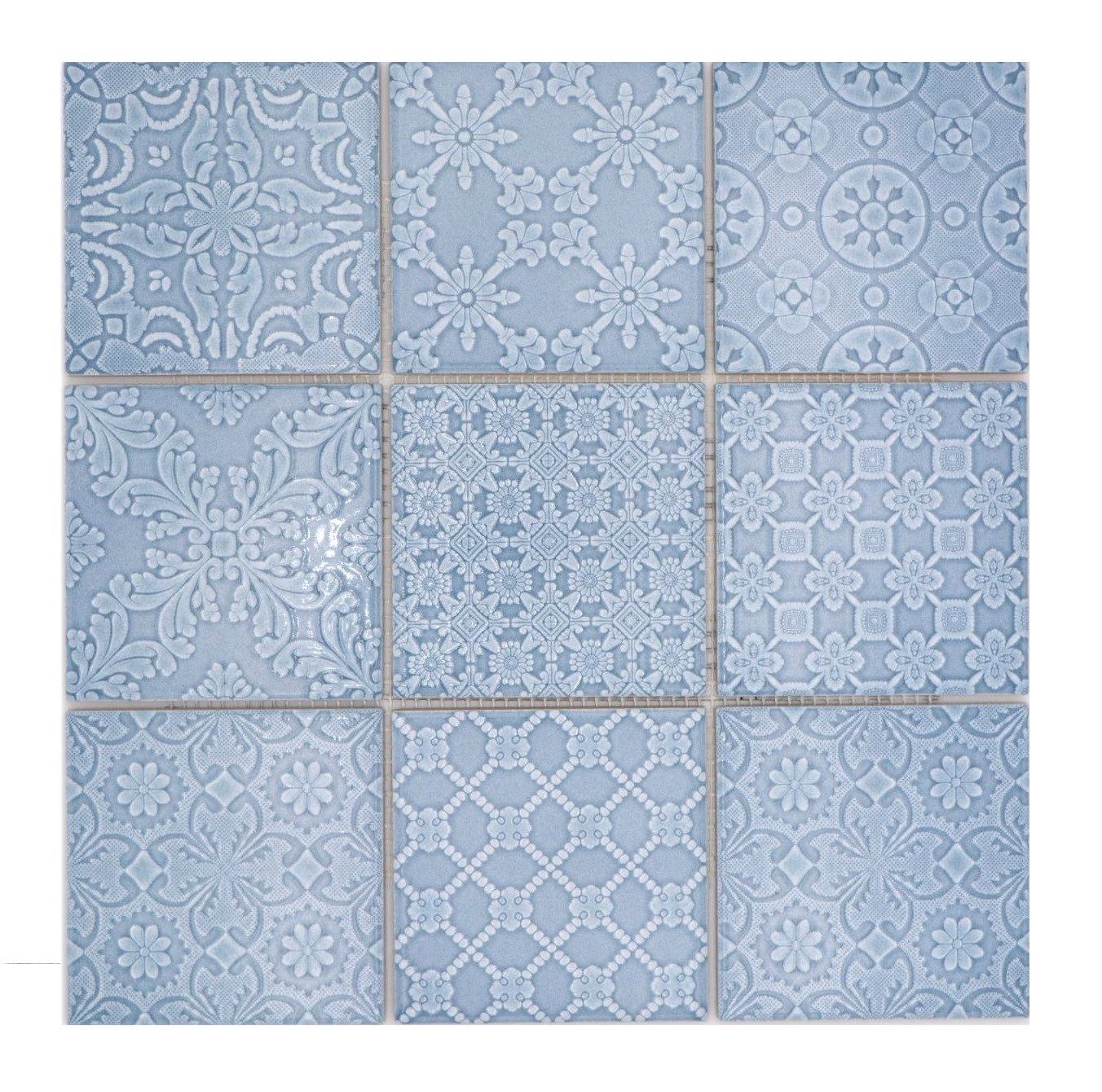 Mosani Mosaikfliesen Mosaik Keramik Steinzeug nordic blue glänzend Retro Küche Bad