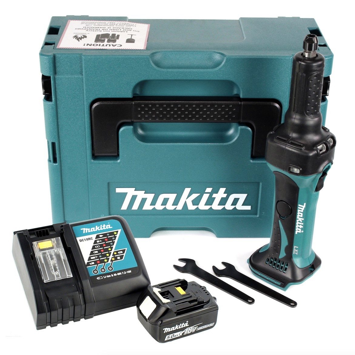 Makita Akku-Geradschleifer DGD 800 RT1J Akku Geradschleifer 18V + 1x Akku 5,0Ah + Ladegerät