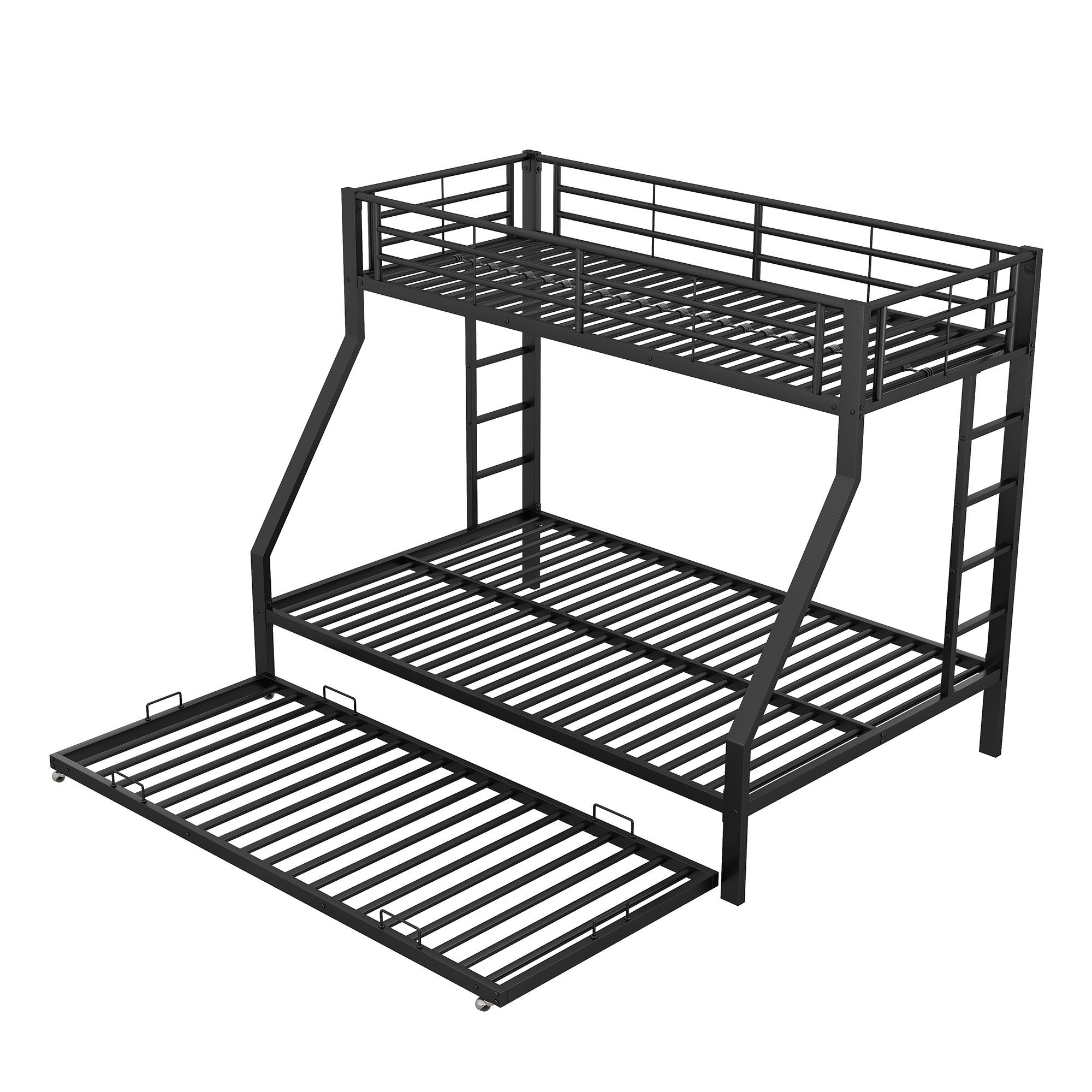 Leiter mit Seiten), (mit Bett schwarz 90(140)x200cm ausziehbarem OKWISH auf ausziehbarem Etagenbett Matratze Ohne Metallbett beiden Bett,mit