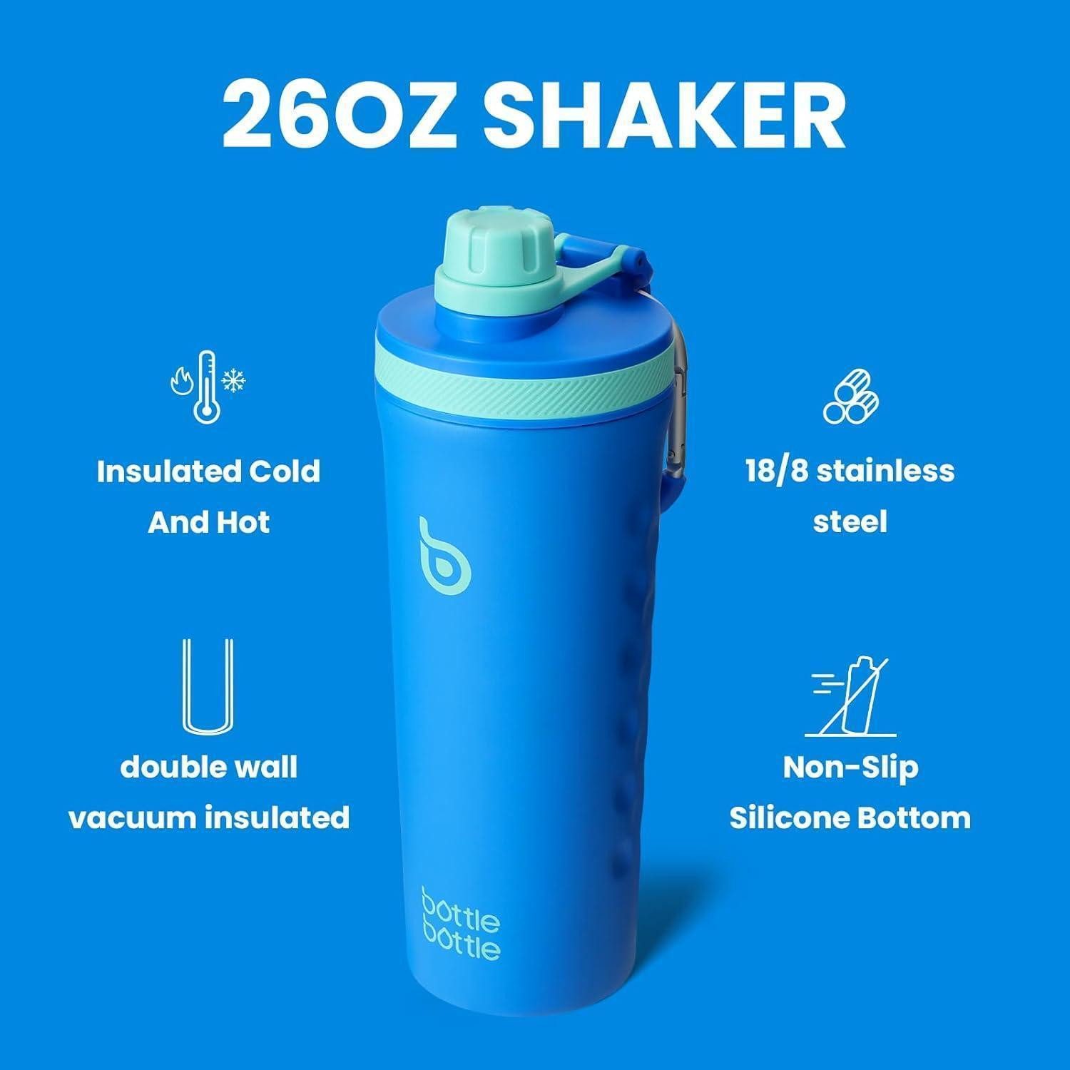 LuxusKollektion Protein Shaker Shaker Edelstahl Mischkugel 26oz Protein BPAfrei Hellblau