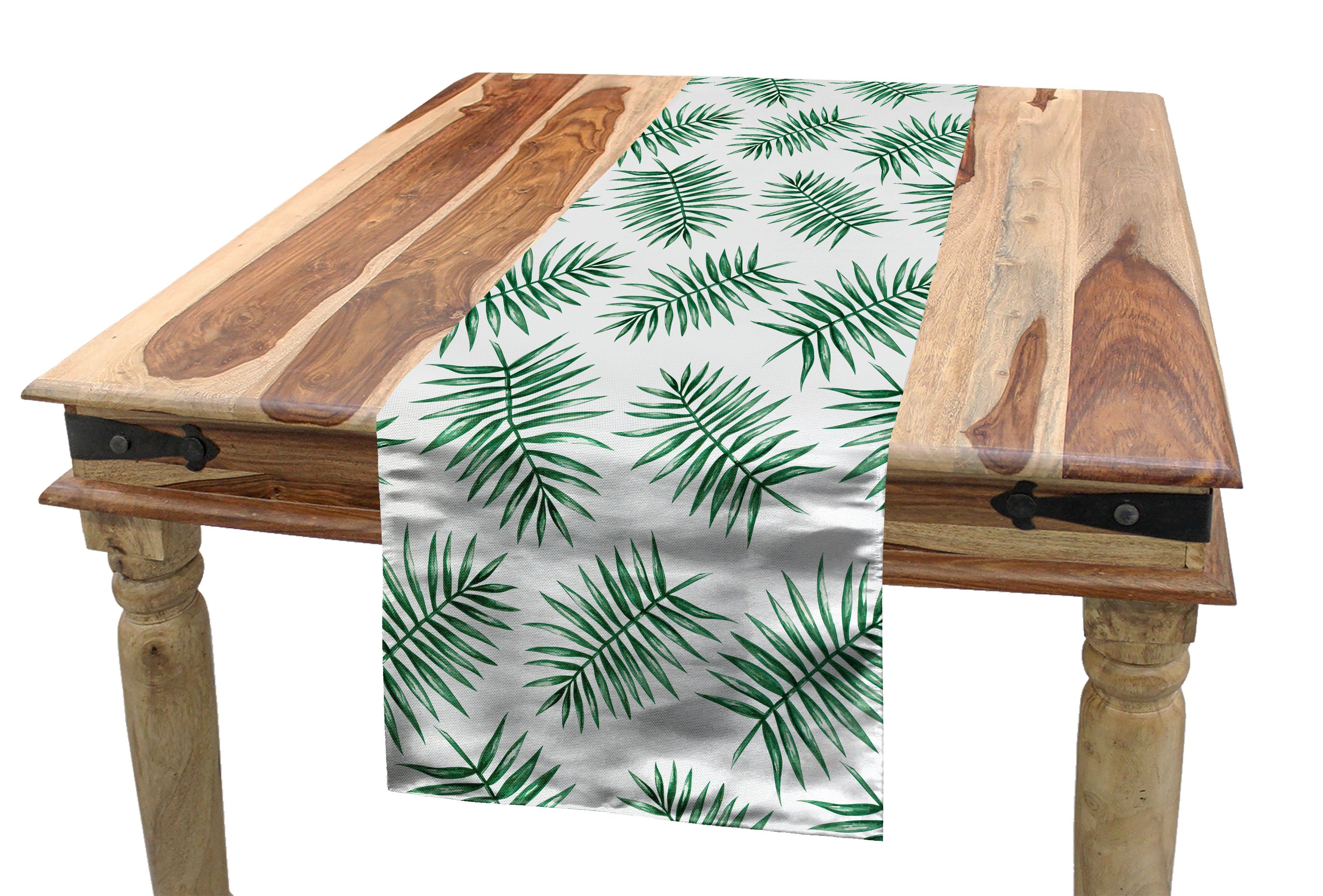 Abakuhaus Tischläufer Esszimmer Küche Rechteckiger Dekorativer Tischläufer, Grün Aquarell Tropical Palm