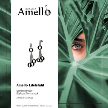 Amello Paar Ohrhänger Amello Ohrringe Edelstahl Keramik (Ohrhänger), Damen Ohrhänger Ringe Edelstahl (Stainless Steel), in silberfarben, sc