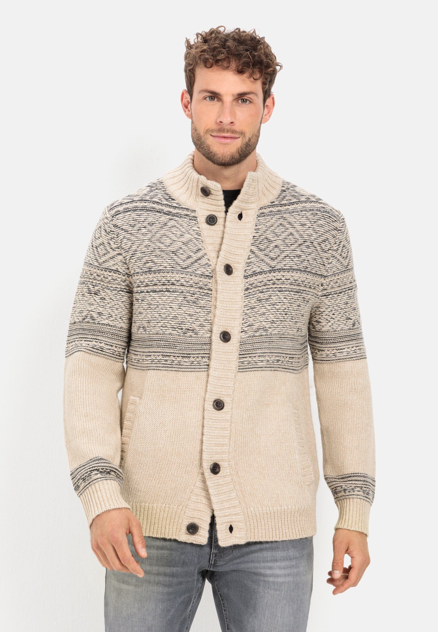 camel active mit Cardigan Markenlabel Stehkragen