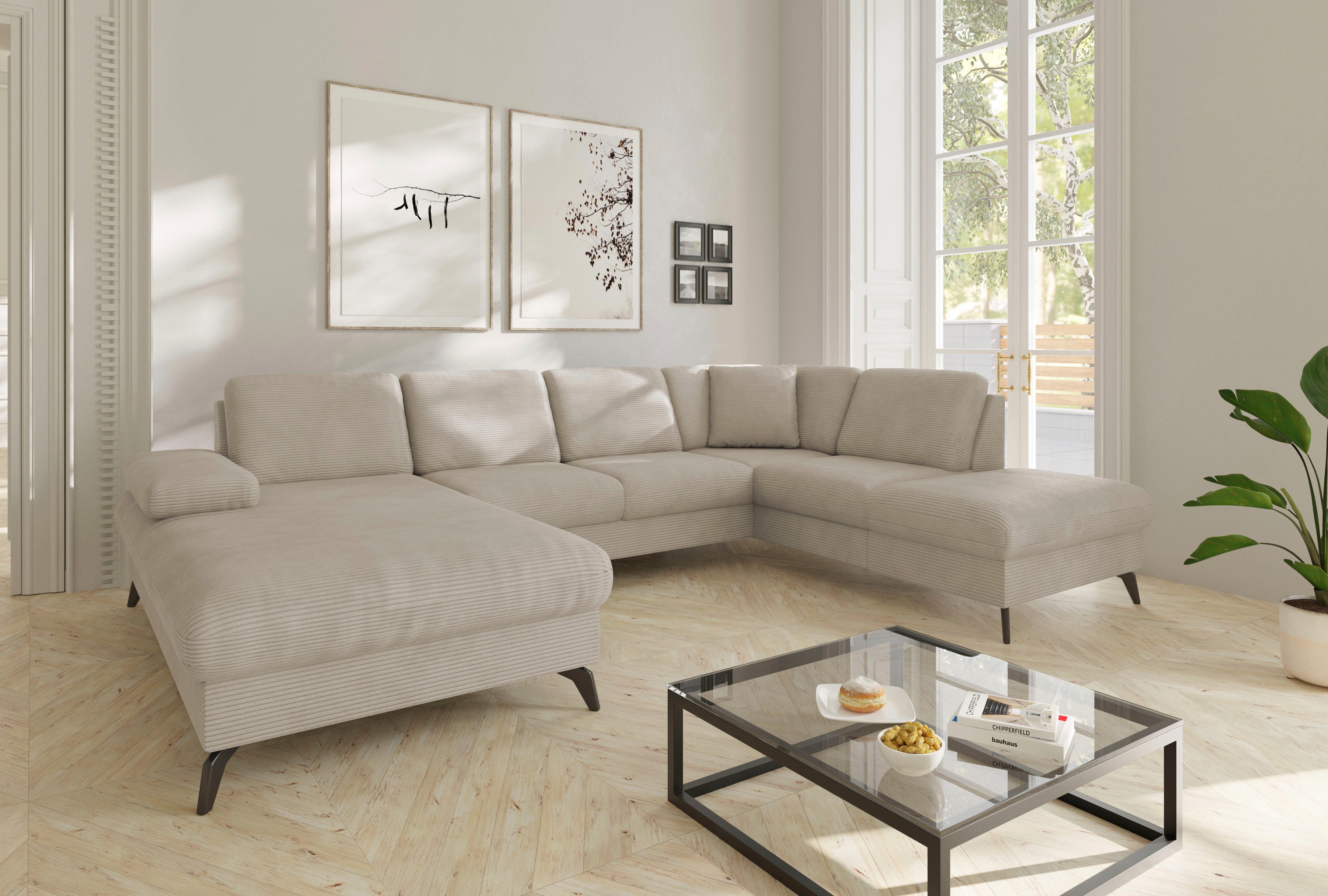 sit&more Wohnlandschaft Morris Jubi U-Form, B: 300 cm, mit Armteilfunktion & 1 Zierkissen, optional Bettfunktion