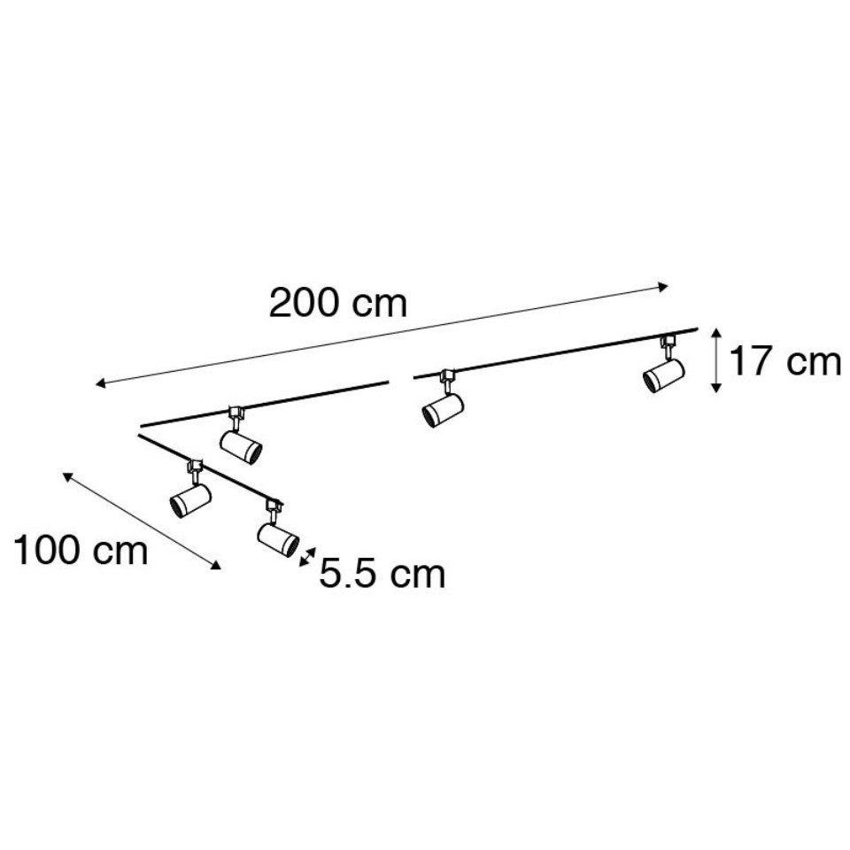 Qazqa Schienensystem-Sets Iconic jeana, ohne Leuchtmittel, GU10, Weiß, Modern, Aluminium, Deckenstrahler 5-flammig