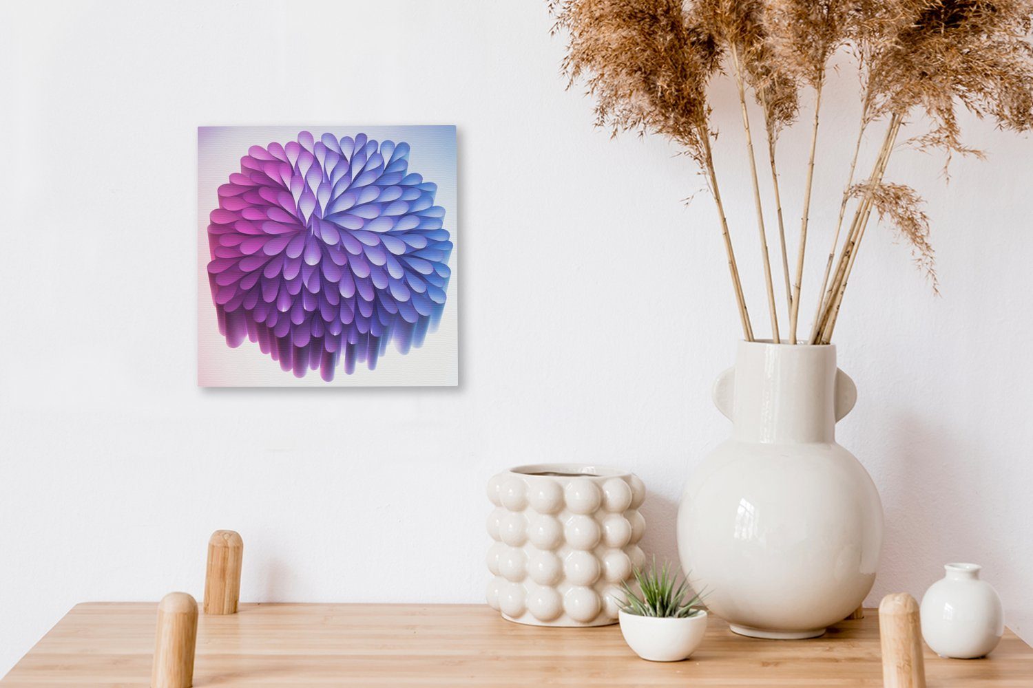OneMillionCanvasses® Leinwandbild Violette Geometrie aus für St), Leinwand Bilder Schlafzimmer (1 Wohnzimmer Papier