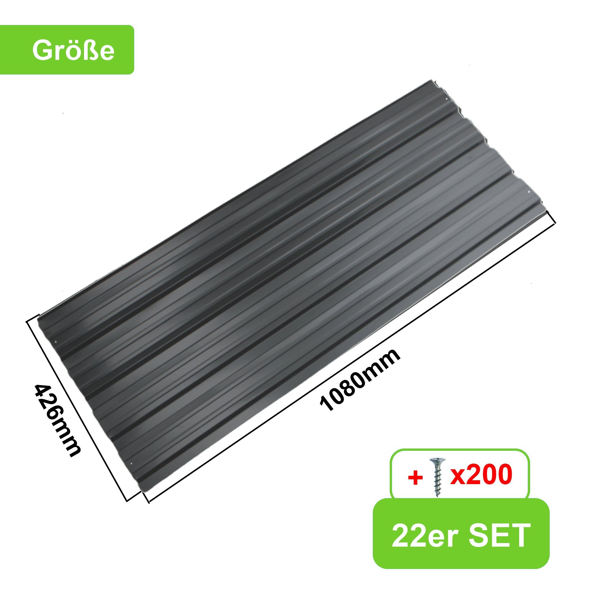 Thanaddo Trapezblech 22er Set Profilblech Trapezblech mit Schraube 10.12m²