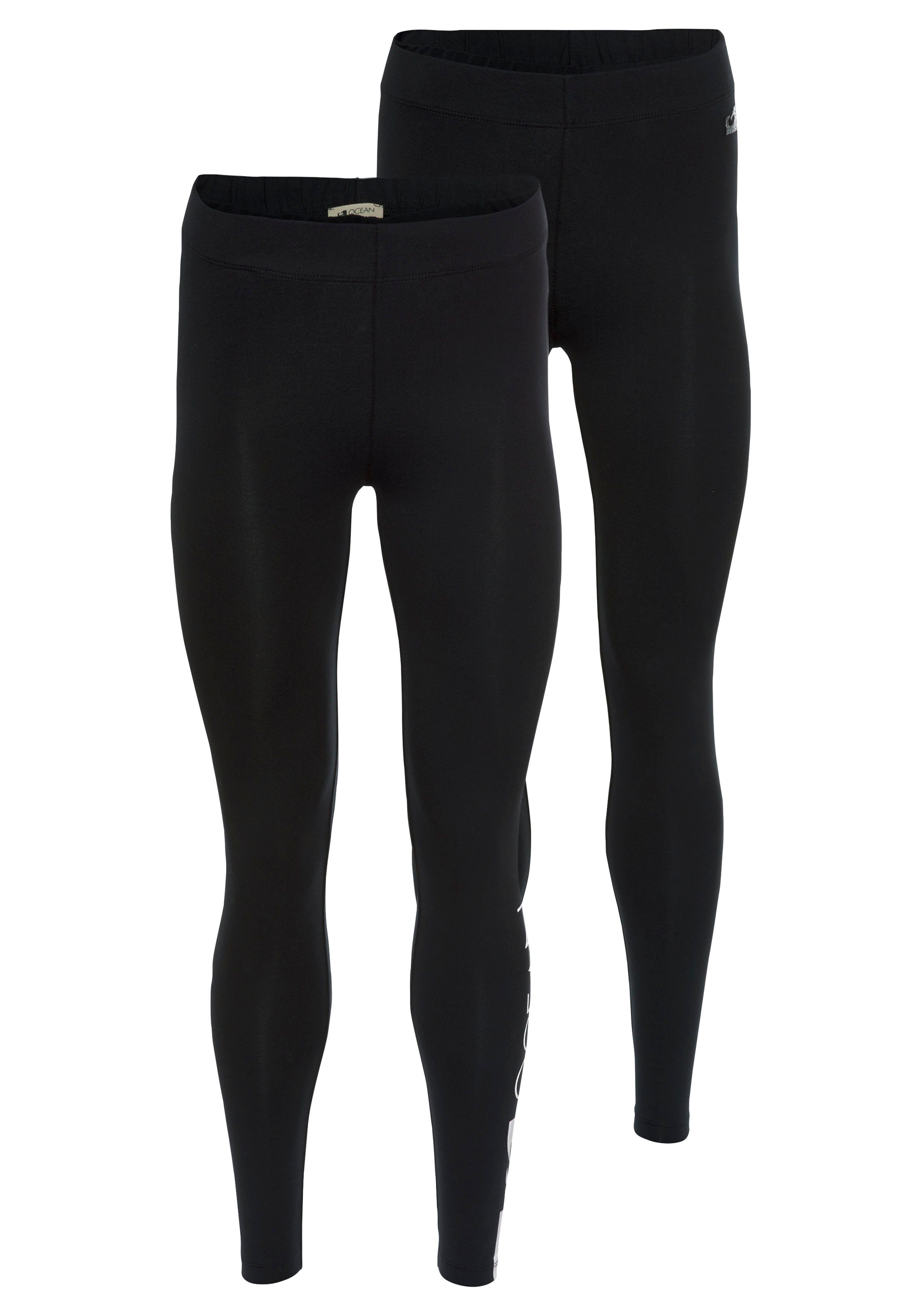 Ocean Sportswear Leggings (Packung, 2er-Pack) mit und Logodruck Kontraststreifen