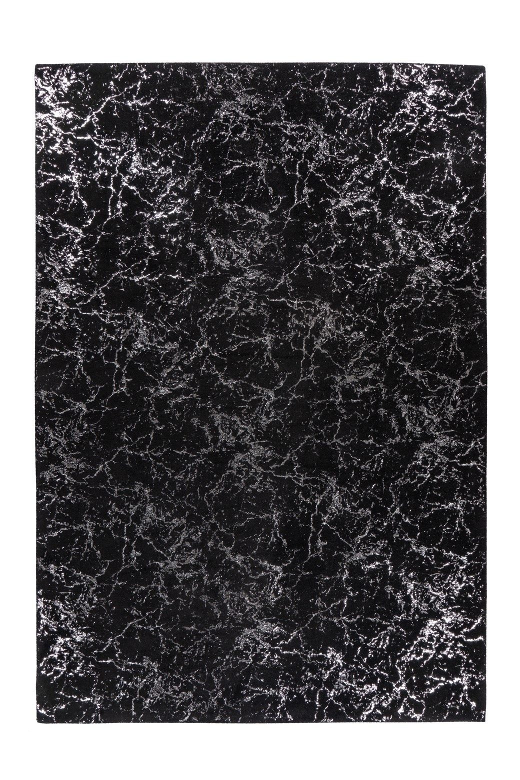 Kayoom Teppich in Schwarz / Silber, 100% Polyester - 170x120cm (LxB)