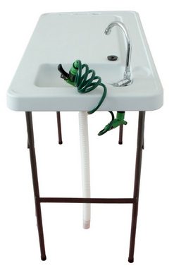 Lemodo Kunststoffspüle Gartenspüle mit Wasserhahn, klappbar, mit Sprühkopf, Komplett-Set mit Wasserhahn, (1 St), Campingtisch mit Spüle, Wasserhahn und Sprüher, klappbar