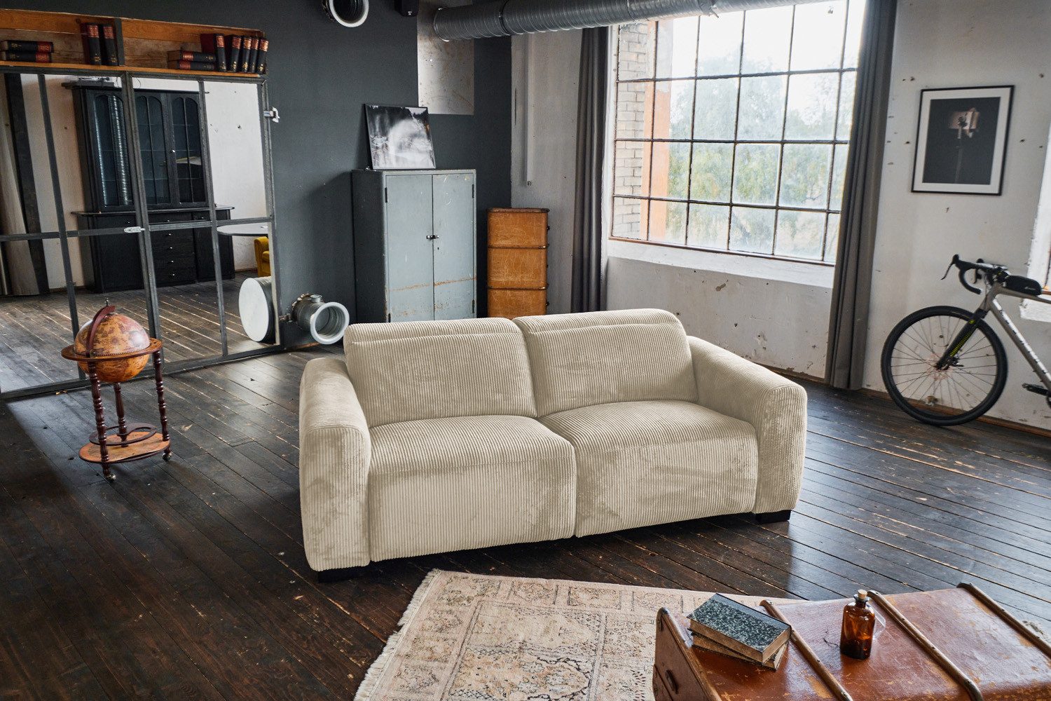 KAWOLA 3-Sitzer FINN, Sofa Couch, Relaxfunktion, verschiedene Bezüge und Farben 210x107 cm