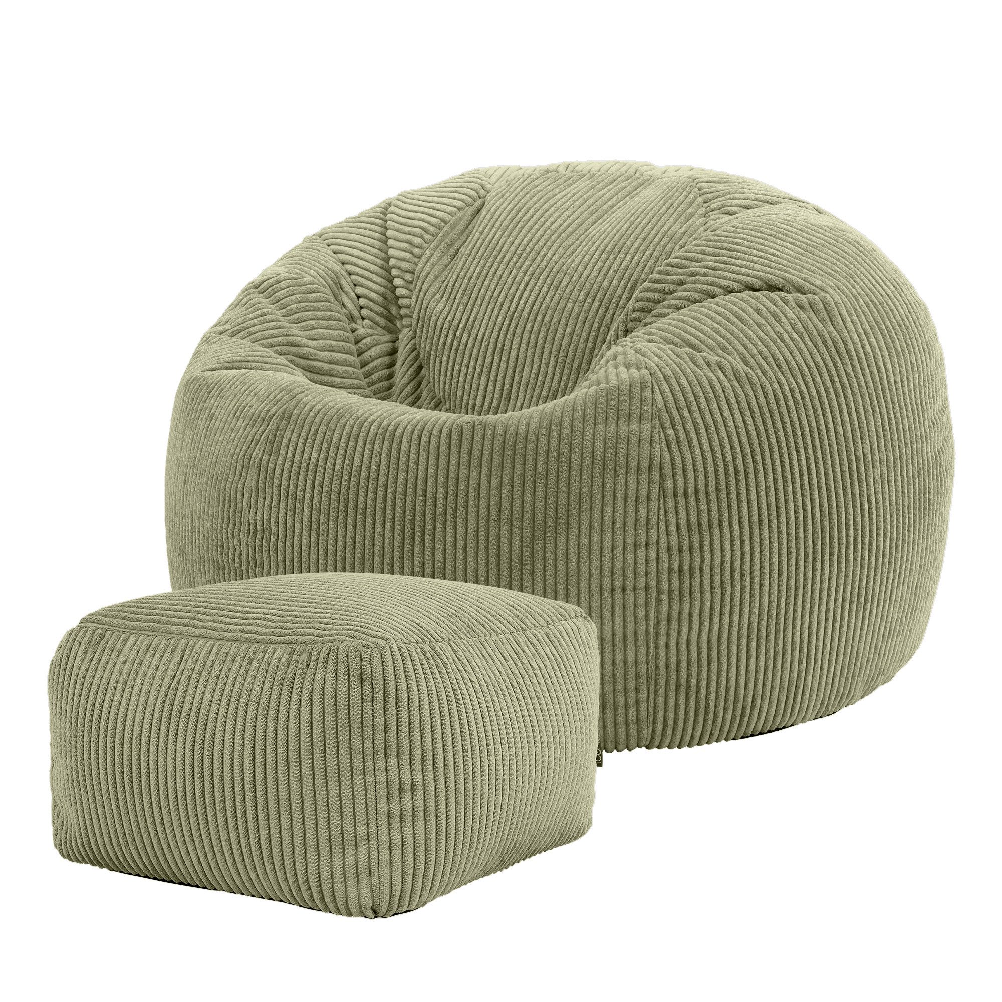 icon Sitzsack Erwachsene aus Cord „Kingston“ mit Hocker (Spar-Set, 1 x Sitz günstig online kaufen