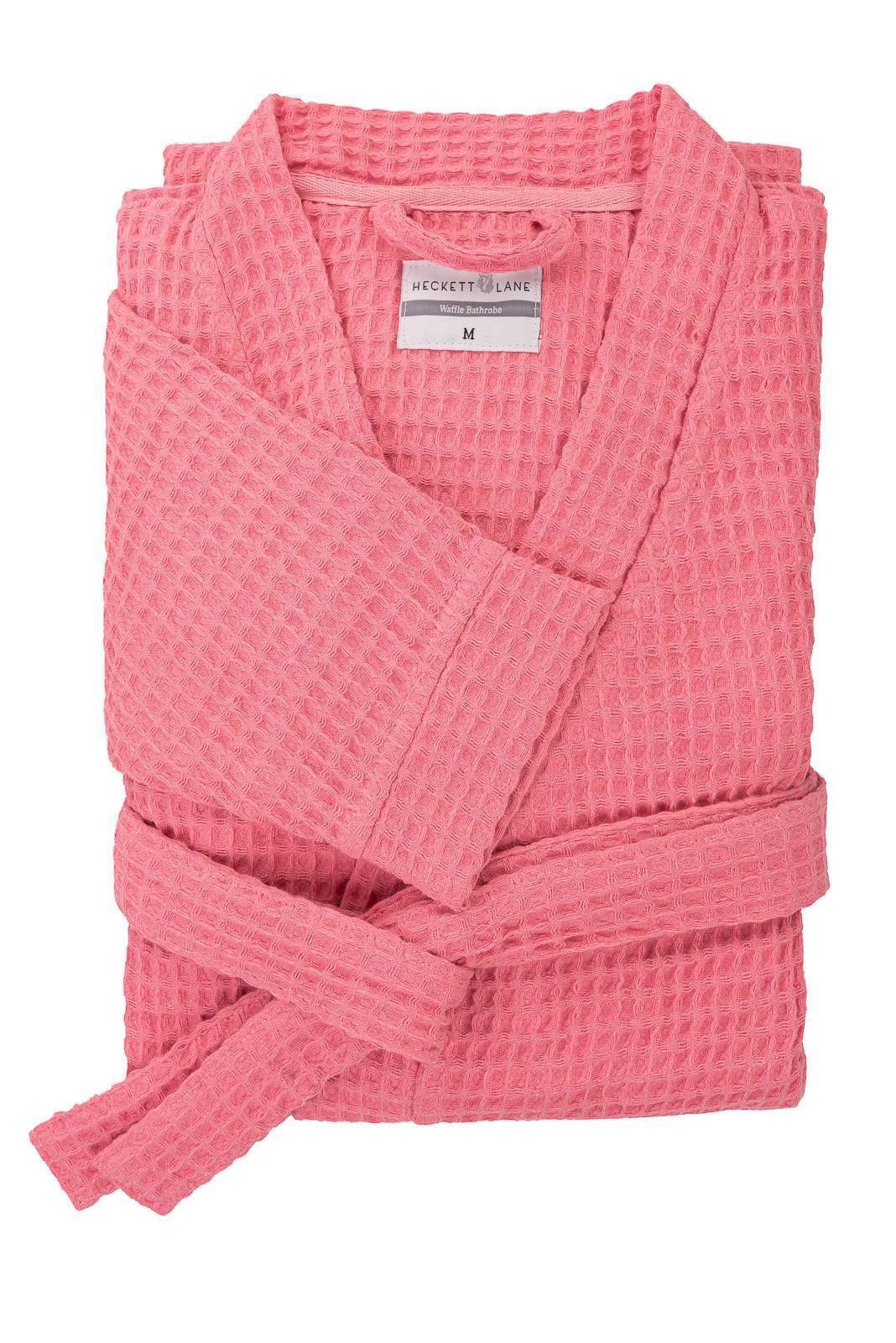 Heckett and Lane Bademantel Bademantel Wafel Lang M Baby pink Bademantel M Baby-Pink Uni, Bademantel Morgenmantel