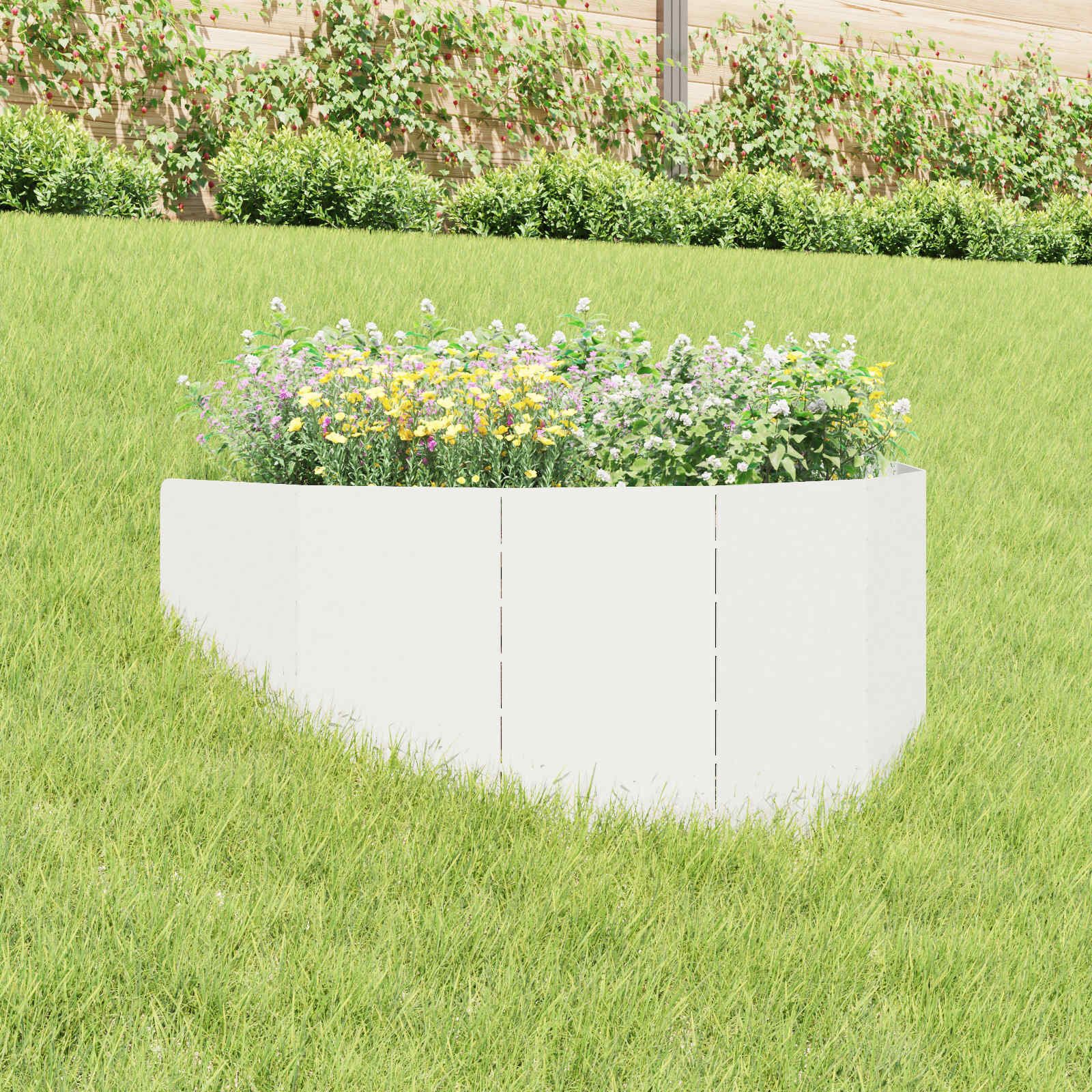 vidaXL Beetumrandung Raseneinfassung 100 x 45 cm Stahl Weiß